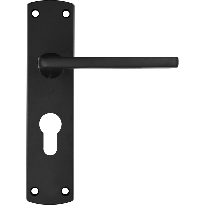 Stanza Leon Door Handles Matt Euro Lock (Pair) in Black Plastic Price Comparisons | Compare The Build