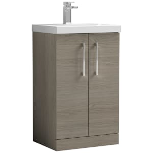 Nuie Arno Solace Oak 2 Door Vanity Unit & Basin - 840 x 510mm Price Comparisons | Compare The Build