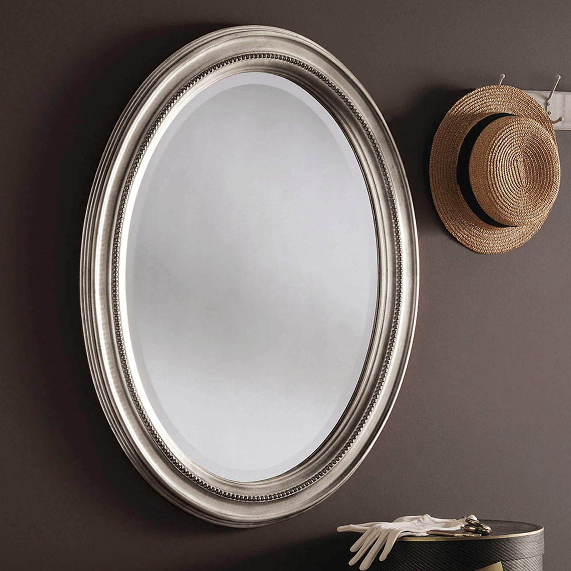 Yearn Beaded Oval Mirror 86x66cm Silver Silver Price Comparisons | Compare The Build