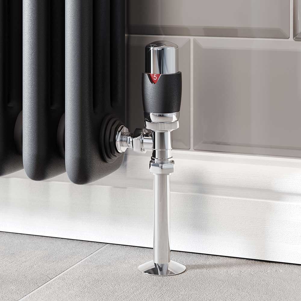 Trade Direct Thermostatic Valves, Modern, Black/Chrome Angled - 8mm Price Comparisons | Compare The Build