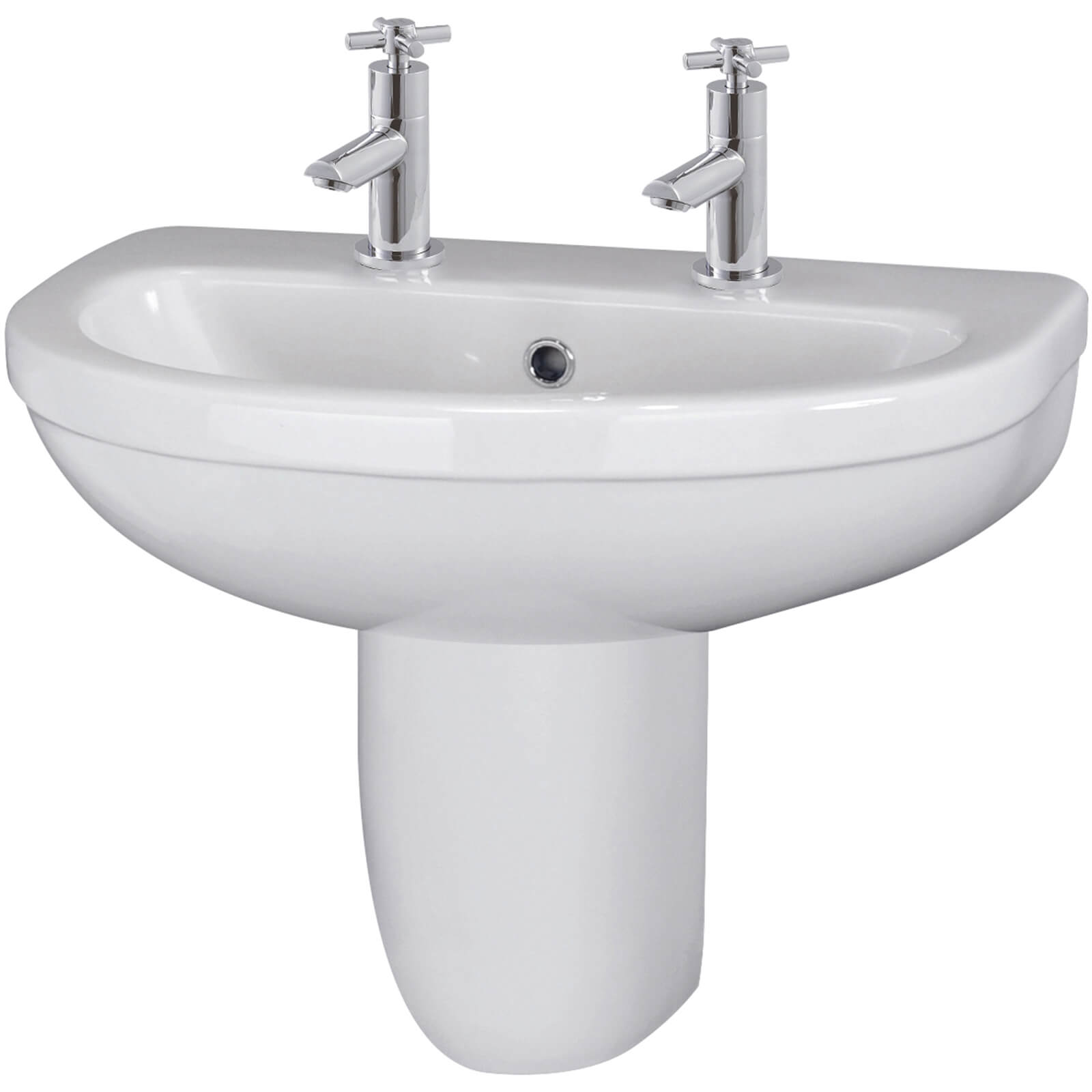 Balterley Vito 2 Tap Hole Basin and Semi Pedestal - 550mm Price Comparisons | Compare The Build