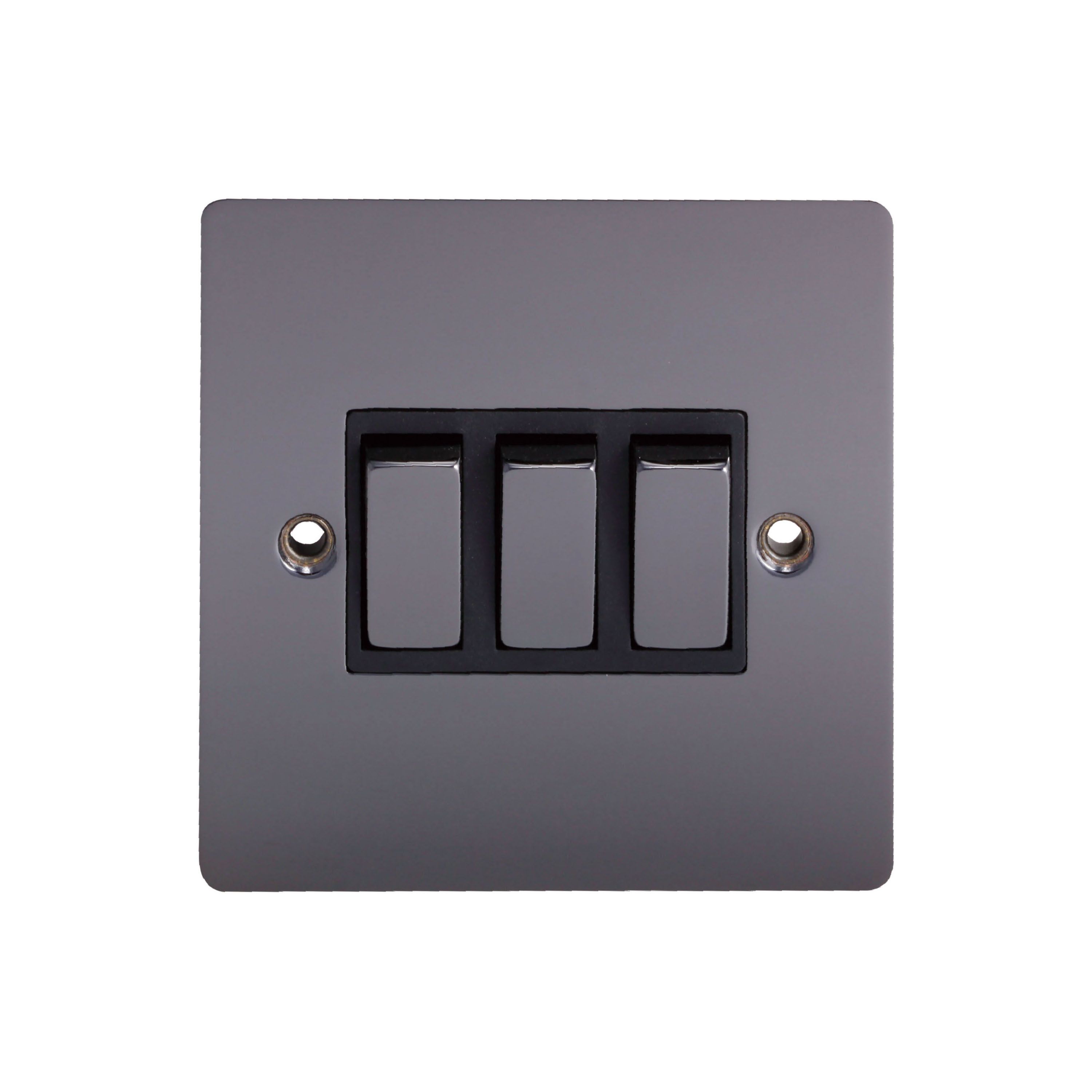 Holder Black Nickel Effect 10A 2 Way 3 Gang Flat Light Switch Price Comparisons | Compare The Build