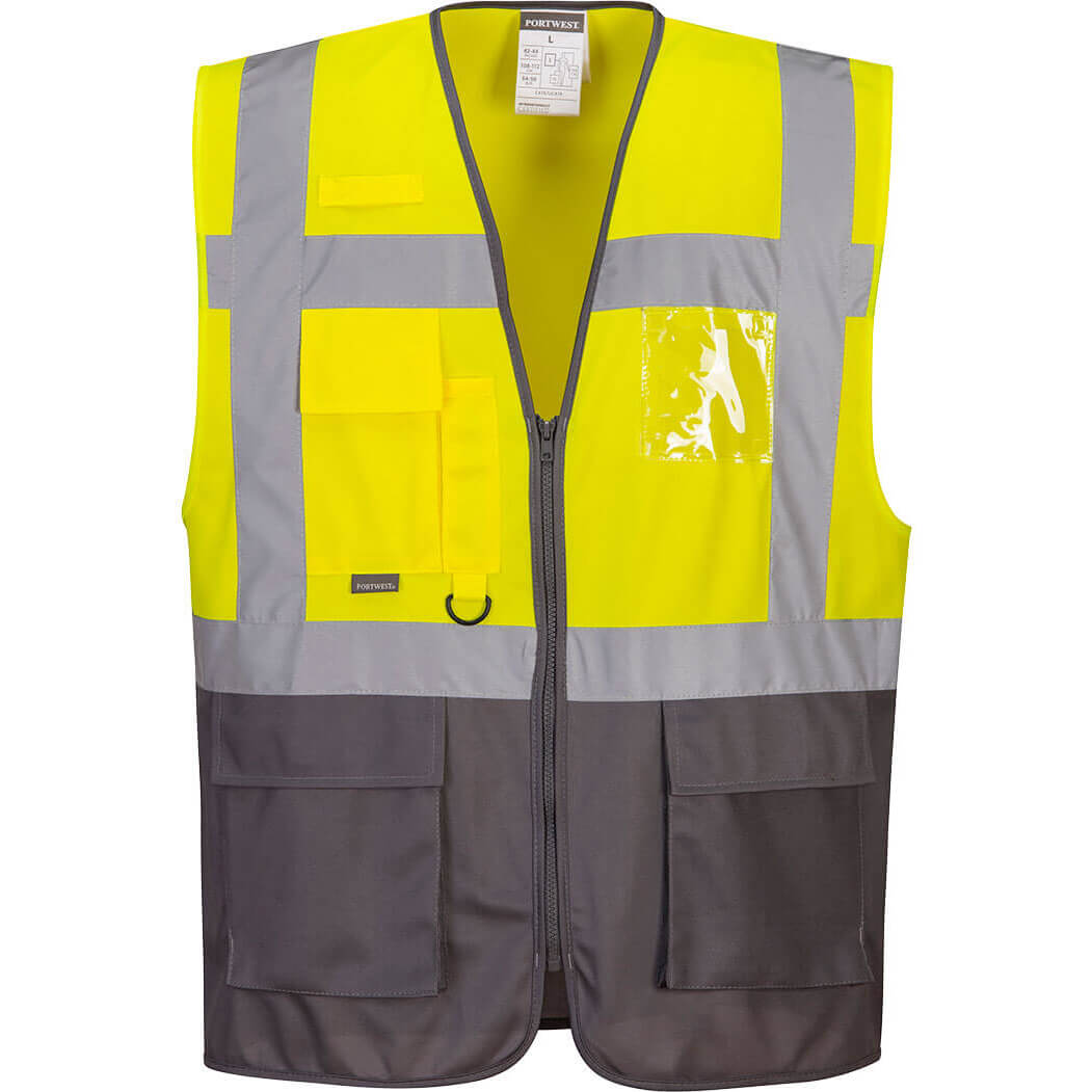 Portwest Warsaw Executive Class 1 Hi Vis Vest Yellow / Grey 3XL | Compare The Build