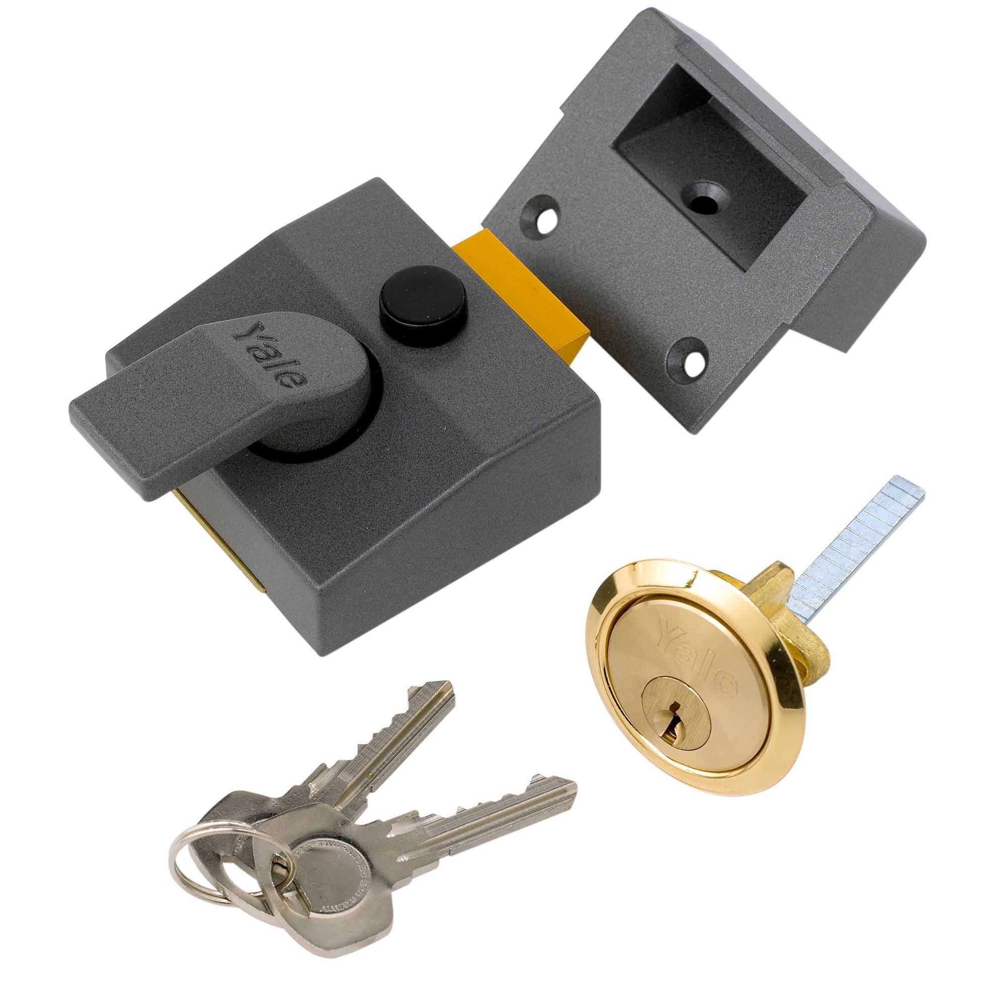 Yale Grey Brass Effect Lh & Rh Deadlock Night Latch, (H)70mm (W)62mm Price Comparisons | Compare The Build