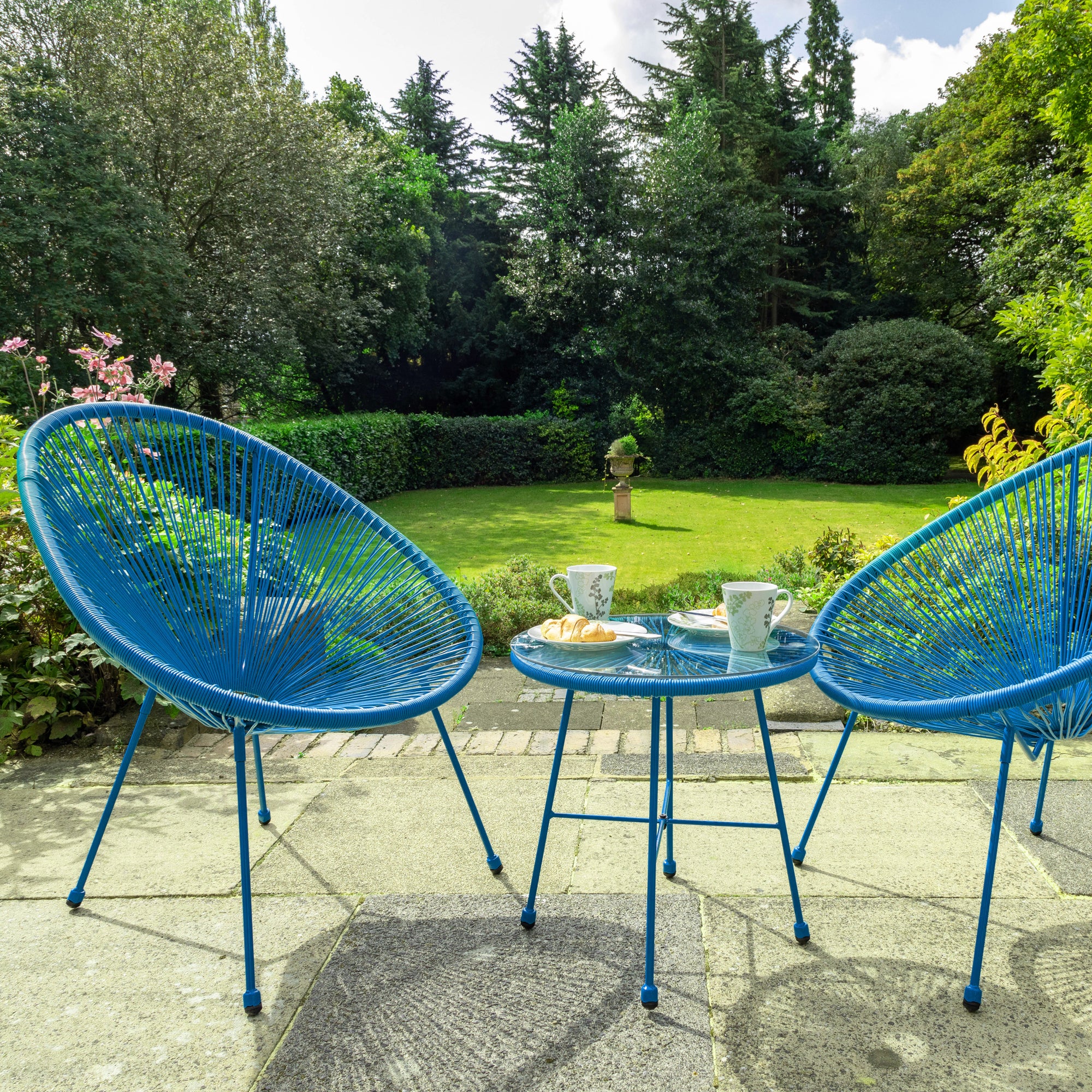 MONACO Blue 3 Piece Egg Chair Set - Blue | Compare The Build