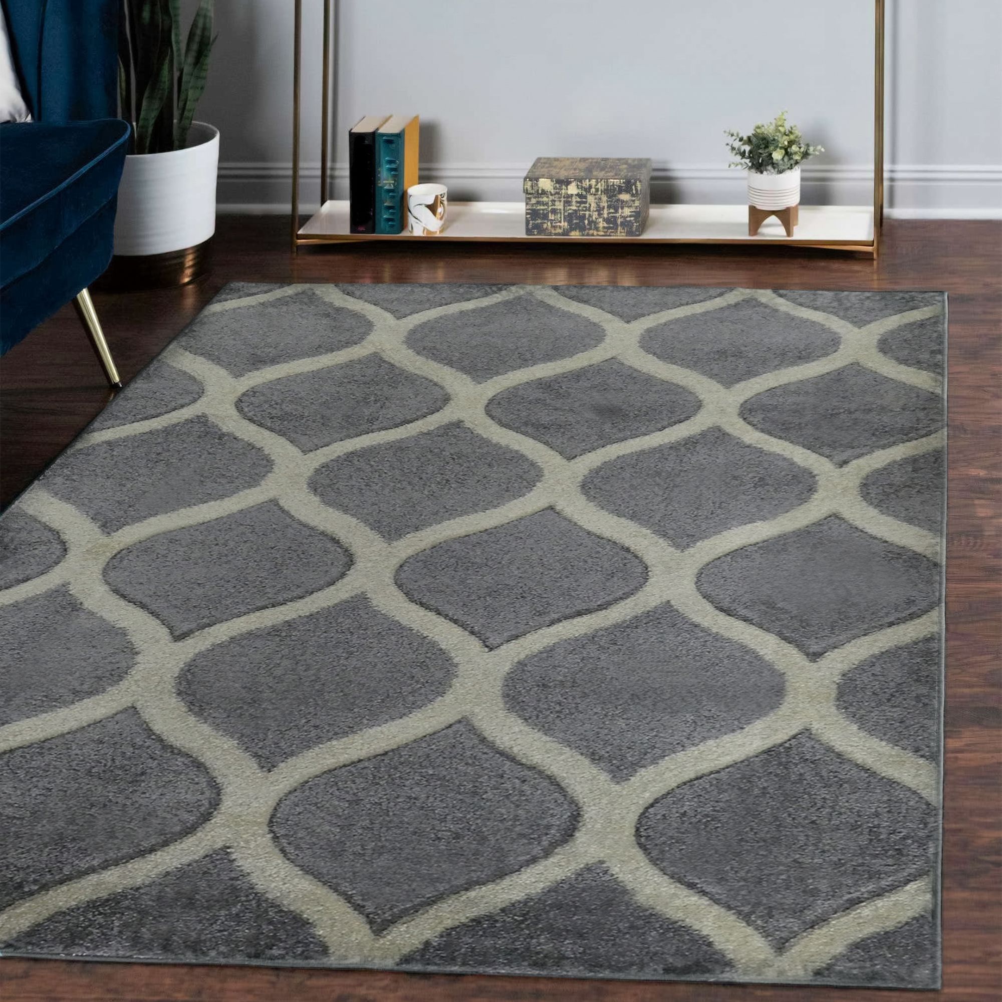 Portland Geometric Grey & White Rug 170Cmx120Cm Price Comparisons | Compare The Build