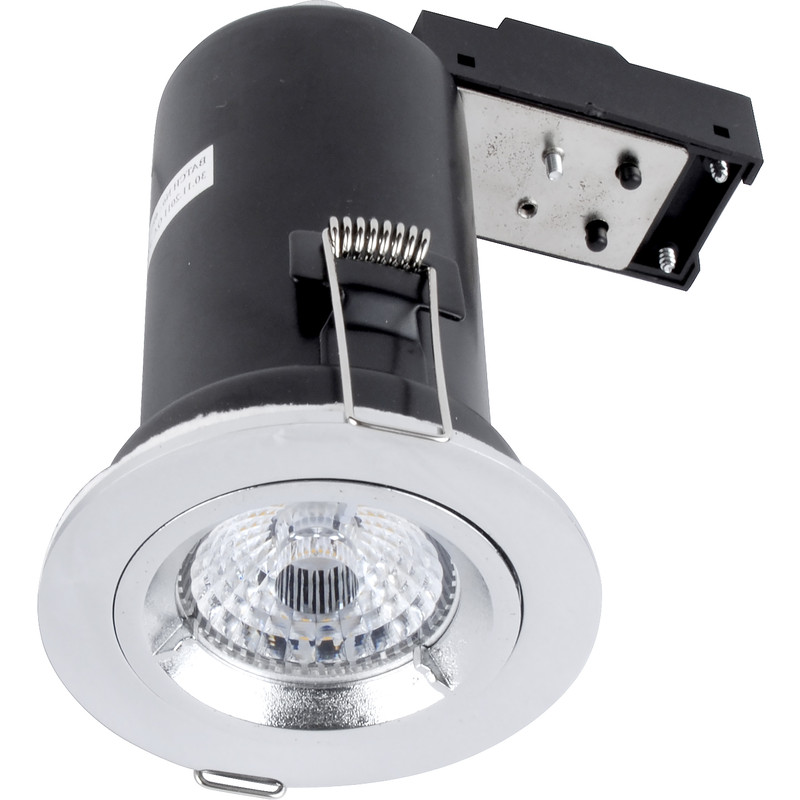 Meridian Lighting LED 9W Fire Rated Dimmable GU10 Downlight Chrome 650lm | Compare The Build