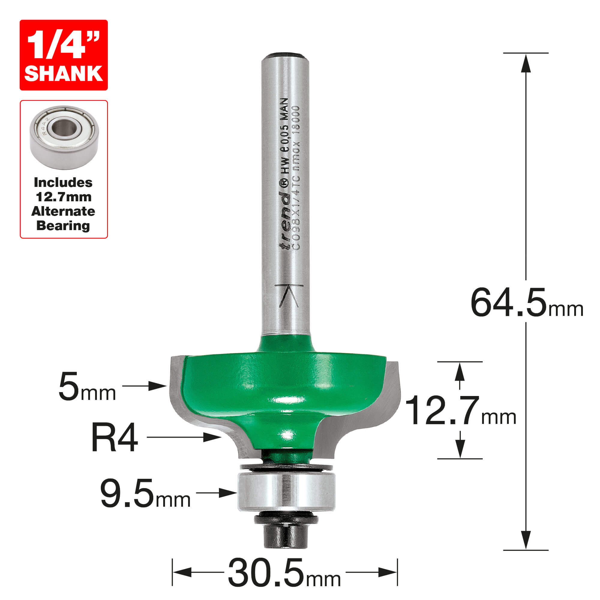Trend CRAFTPRO Ogee Mould Bearing Guided Router Cutter 12.7mm 9.5mm 1/4" Price Comparisons | Compare The Build