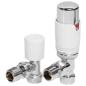 Towelrads Angled Thermostatic Radiator Valve and Lockshield - White 15mm x 1/2" Price Comparisons | Compare The Build