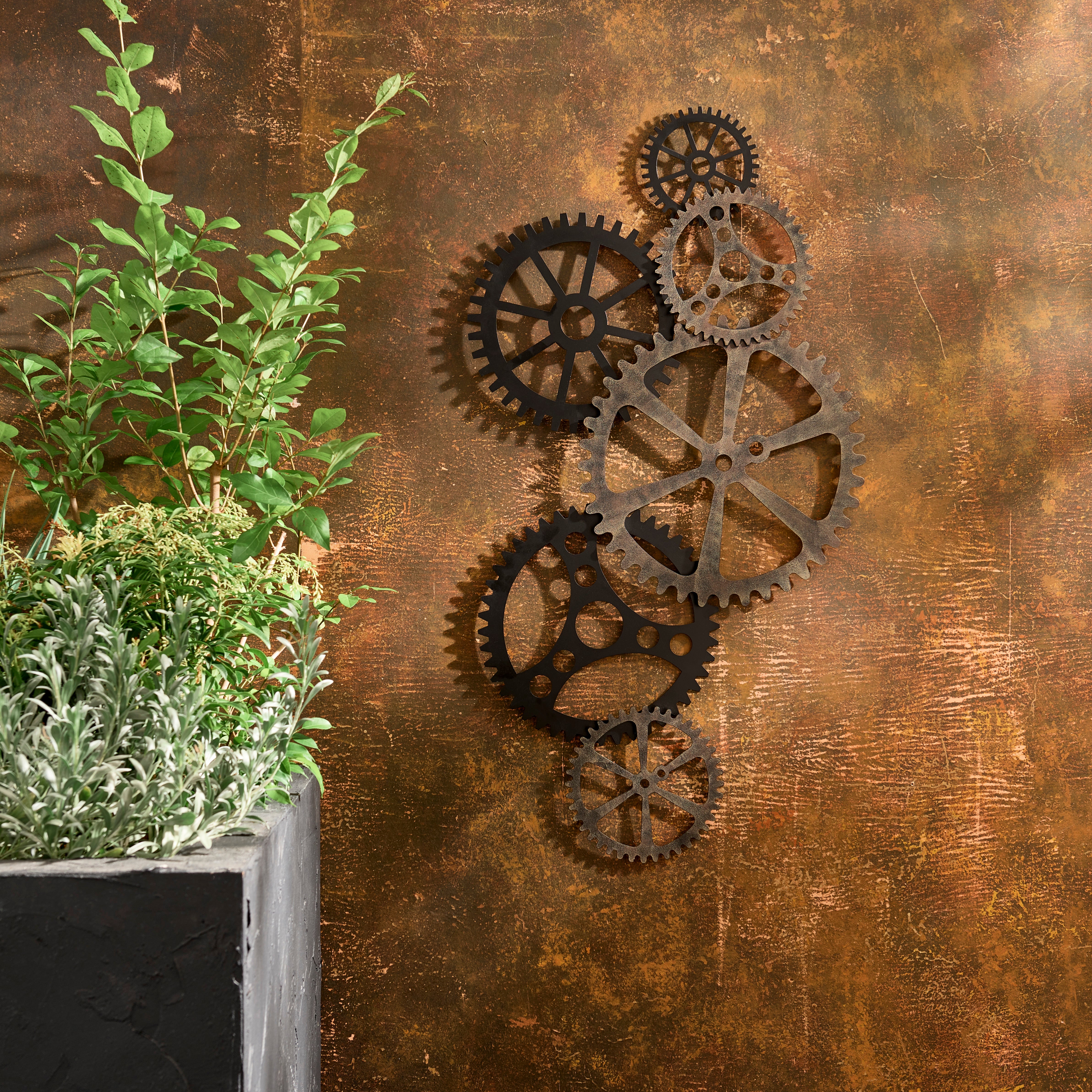 Indoor Outdoor Listera Cogs Wall Art 100cm MultiColoured | Compare The Build