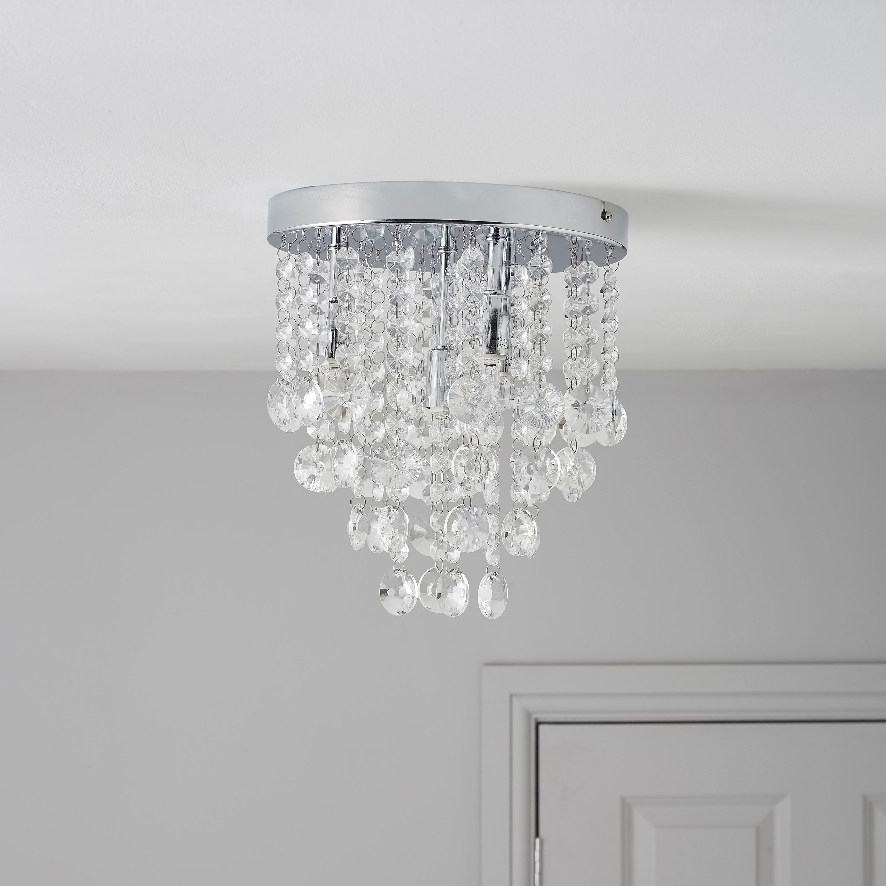 Glimmer Crystal Droplets Chrome Effect 4 Lamp Ceiling Light Price Comparisons | Compare The Build