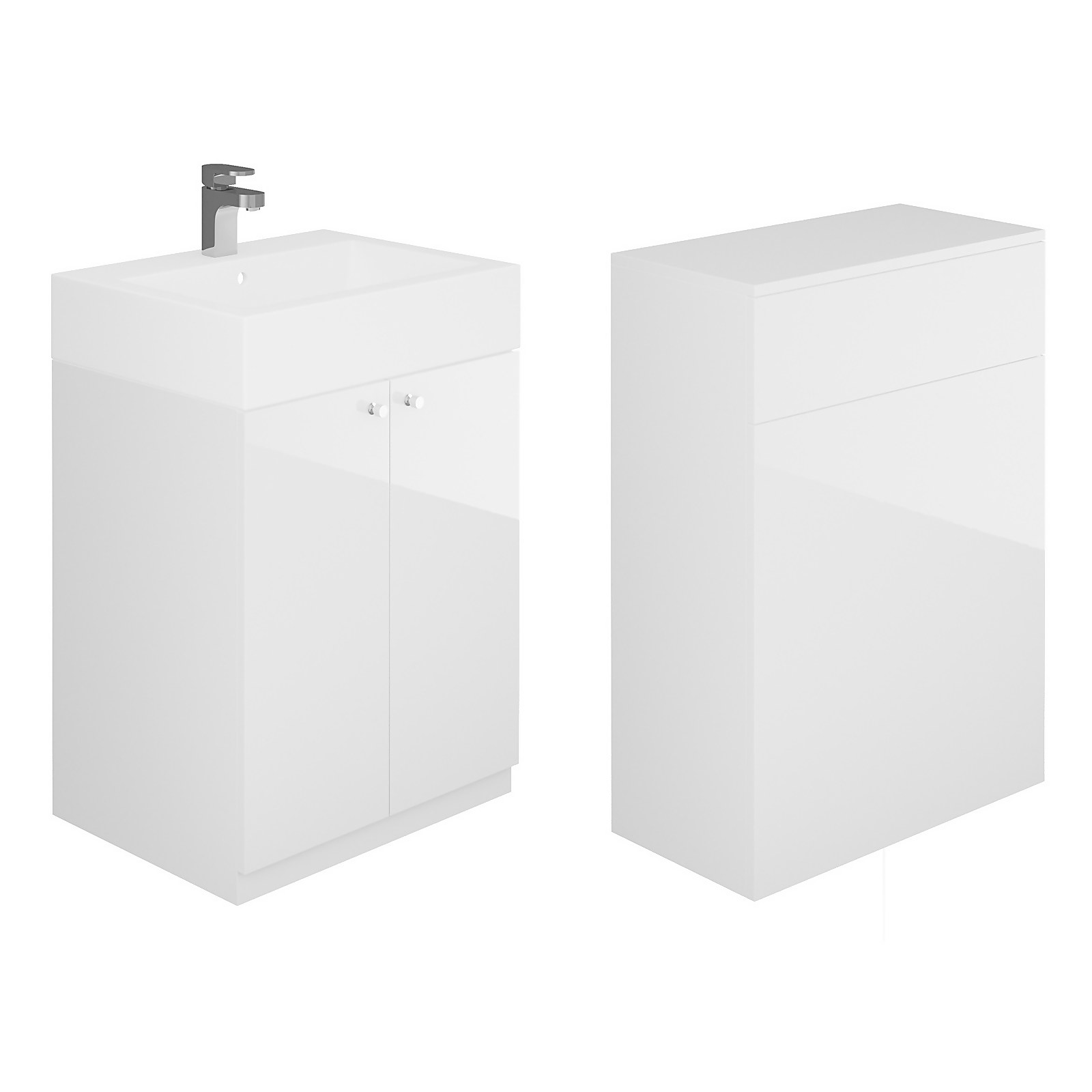 MyConcept 600mm Floorstanding Vanity Unit, Basin and WC Unit - White Price Comparisons | Compare The Build