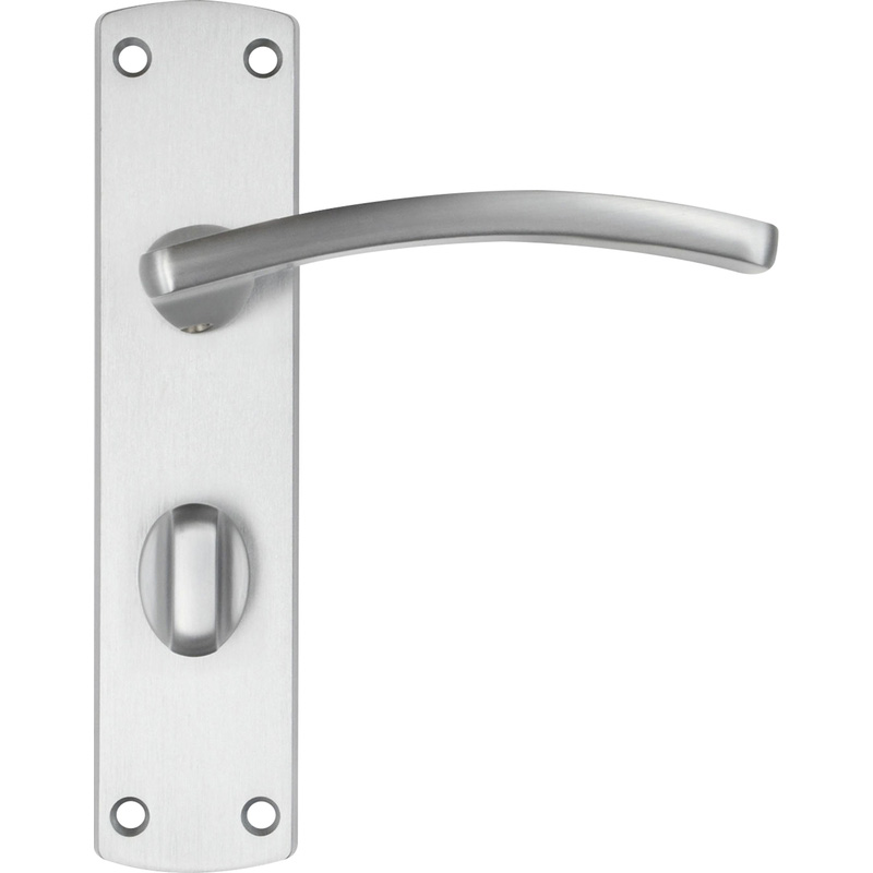 Stanza Toledo Door Handles Satin Bathroom (Pair) in Silver Plastic | Compare The Build