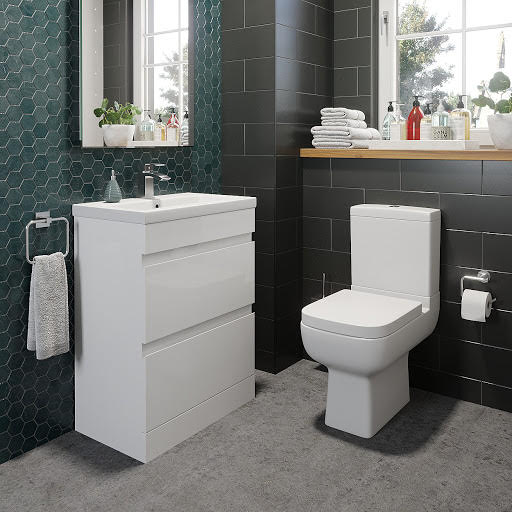 Amelie Close Coupled Toilet & Artis White Gloss Drawer Vanity Unit 600mm Price Comparisons | Compare The Build