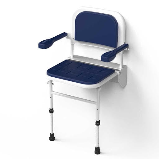 NymaCARE Premium Wall Mounted Dark Blue Padded Seat with Back Rest, Arm Rest and Legs - SB-081/DB Price Comparisons | Compare The Build