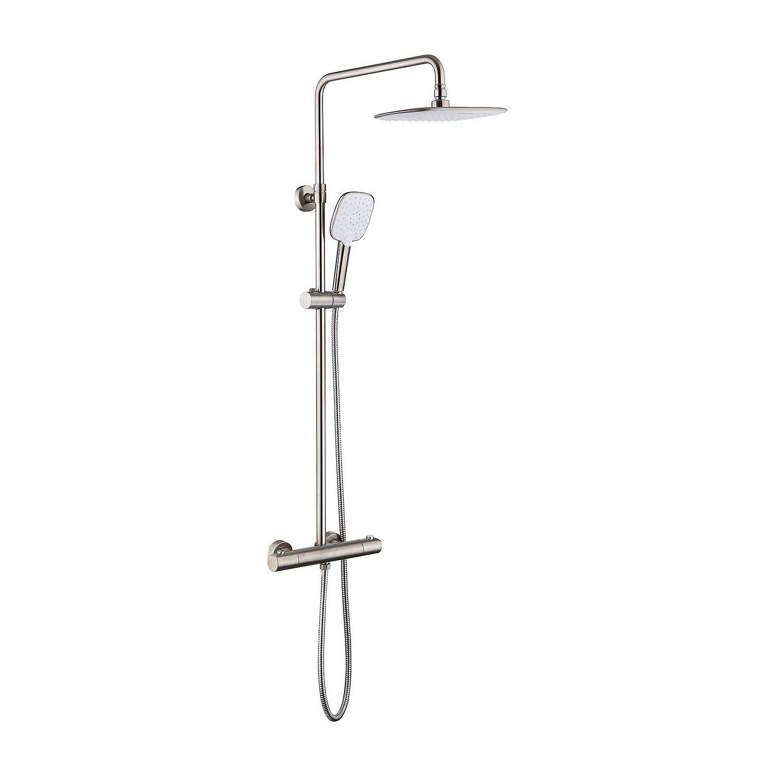 Hunsdon Thermostatic Valve, Square Overhead and Hand Shower Brushed Nickel Price Comparisons | Compare The Build