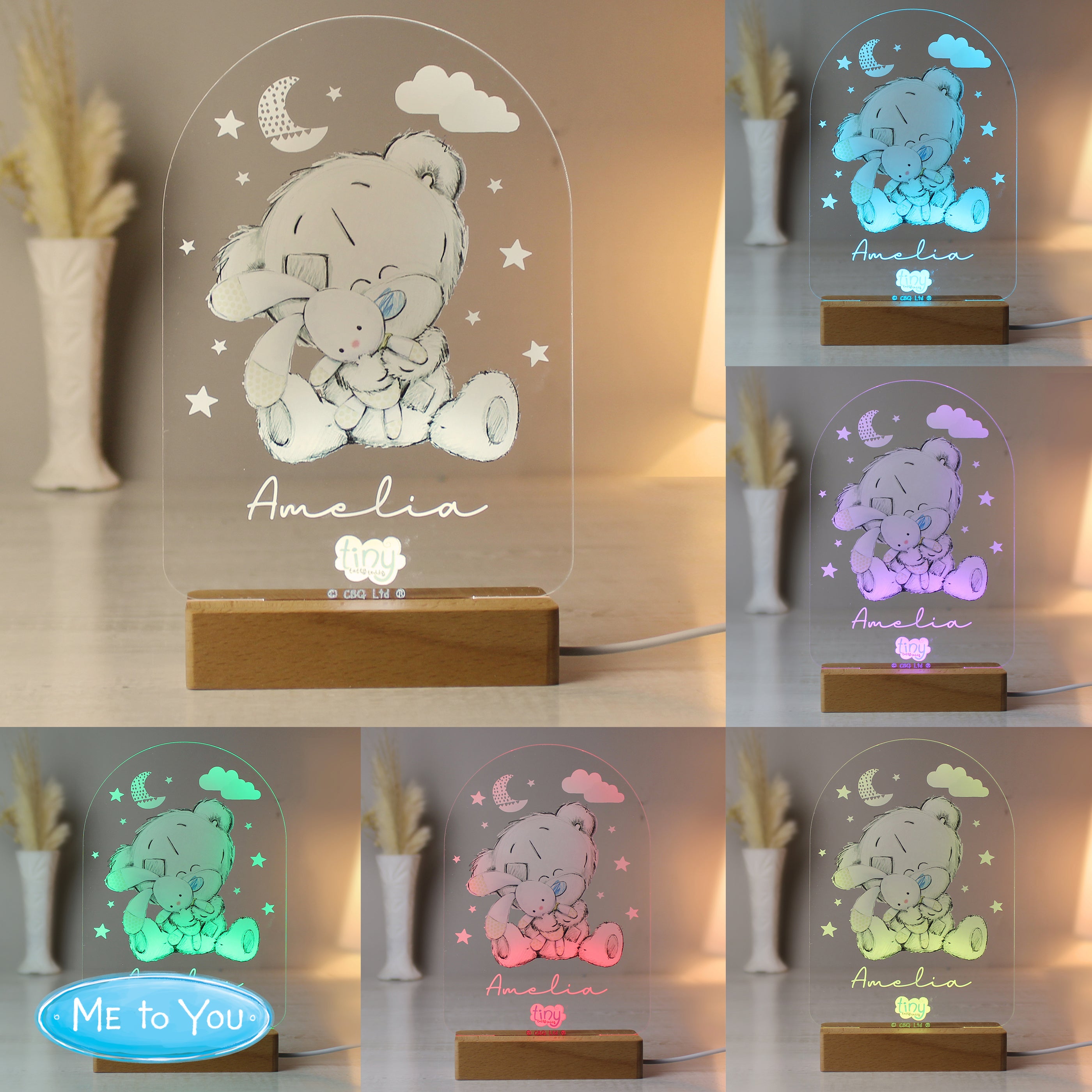 Personalised Tiny Tatty Teddy Wooden Based LED Light Natural Price Comparisons | Compare The Build