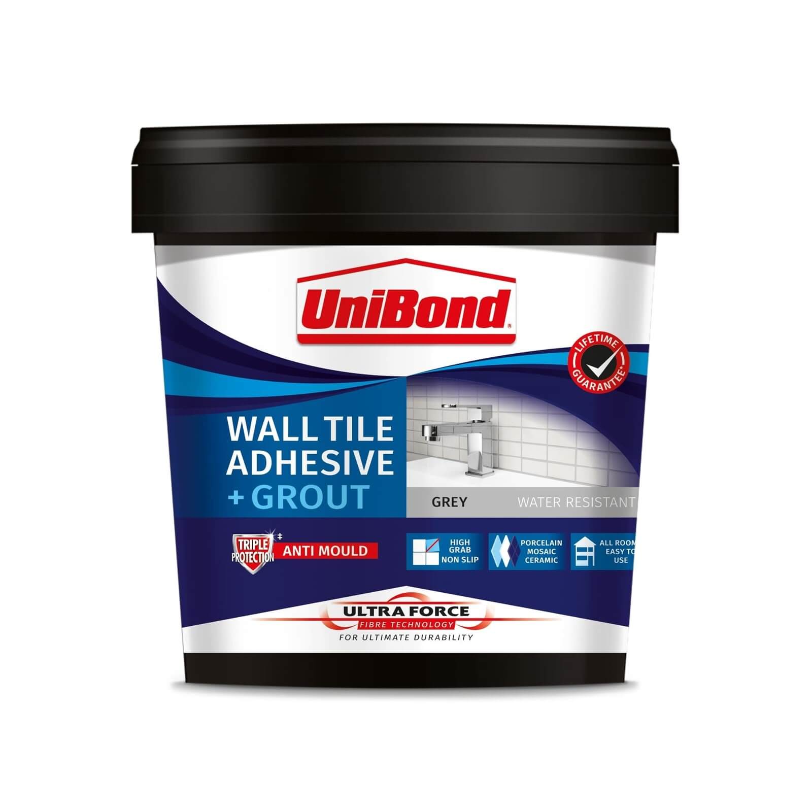 UniBond UltraForce Wall Tile Adhesive & Grout Grey 1.38kg | Compare The Build