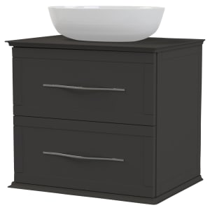 Duarti by Calypso Kentchurch Strata Grey Wall Hung Vanity with Bredon Countertop Basin, Worktop & Chrome Handles - 600mm Price Comparisons | Compare The Build