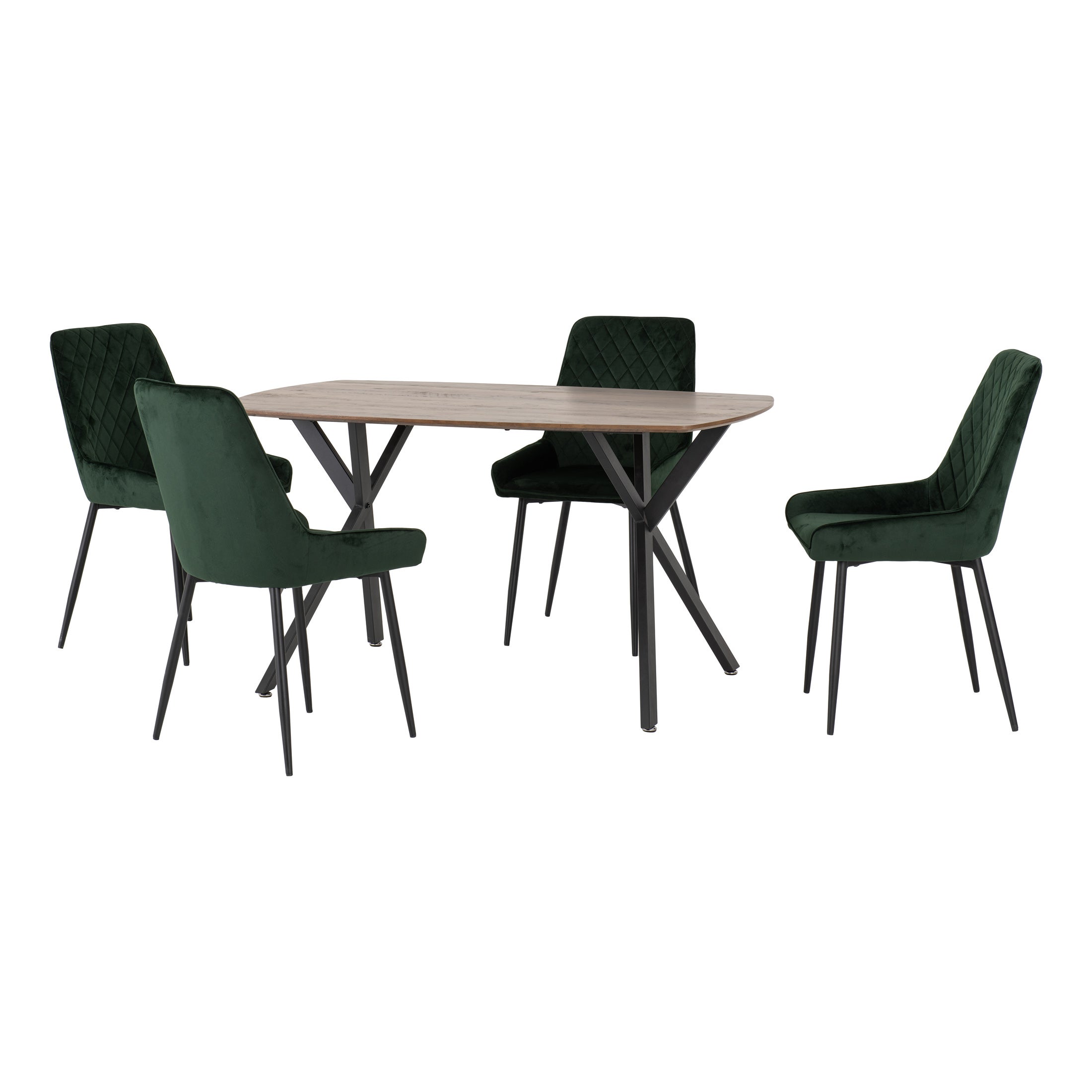 Athens Rectangular Oak Effect Dining Table with 4 Avery Green Dining Chairs Green Price Comparisons | Compare The Build