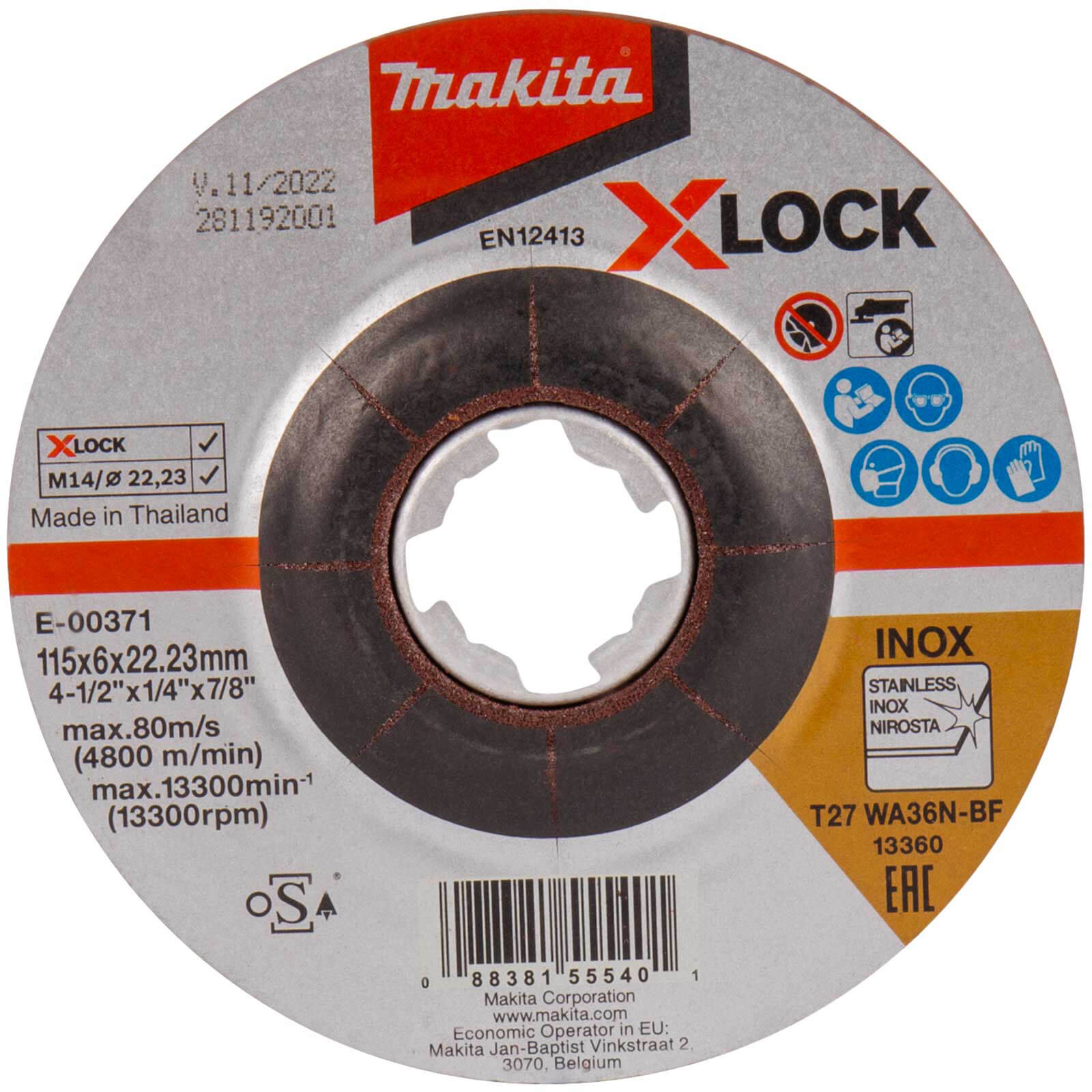 Makita X Lock WA36N Metal Grinding Disc 115mm 6mm 22mm | Compare The Build