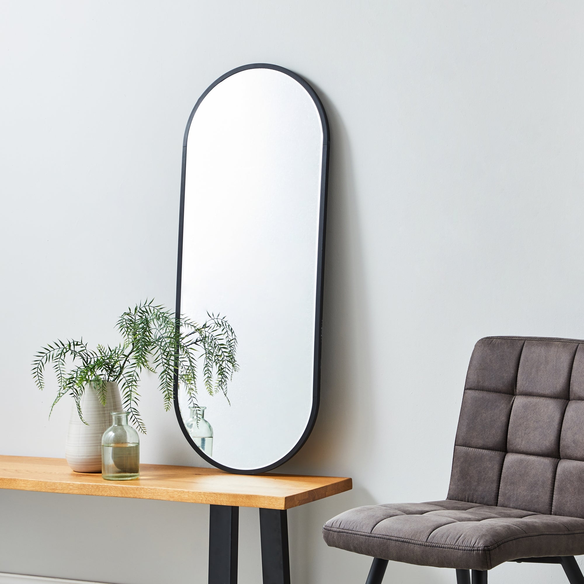 Apartment Lozenge Wall Mirror, Black 35x95cm Black Price Comparisons | Compare The Build