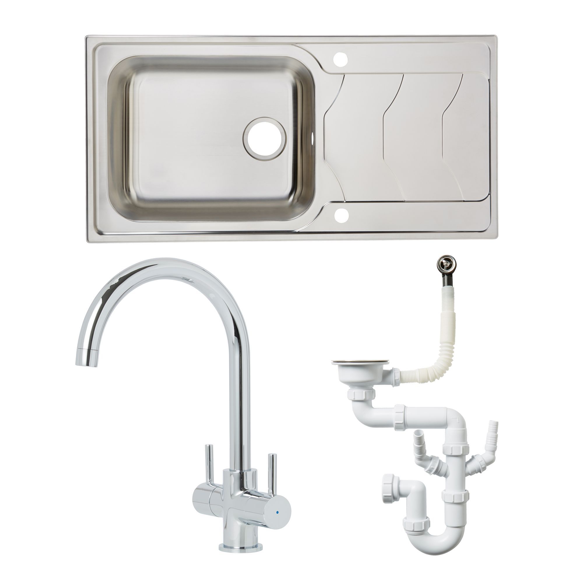 Cooke & Lewis Stainless Steel 1 Bowl Sink, Tap & Waste Kit Price Comparisons | Compare The Build