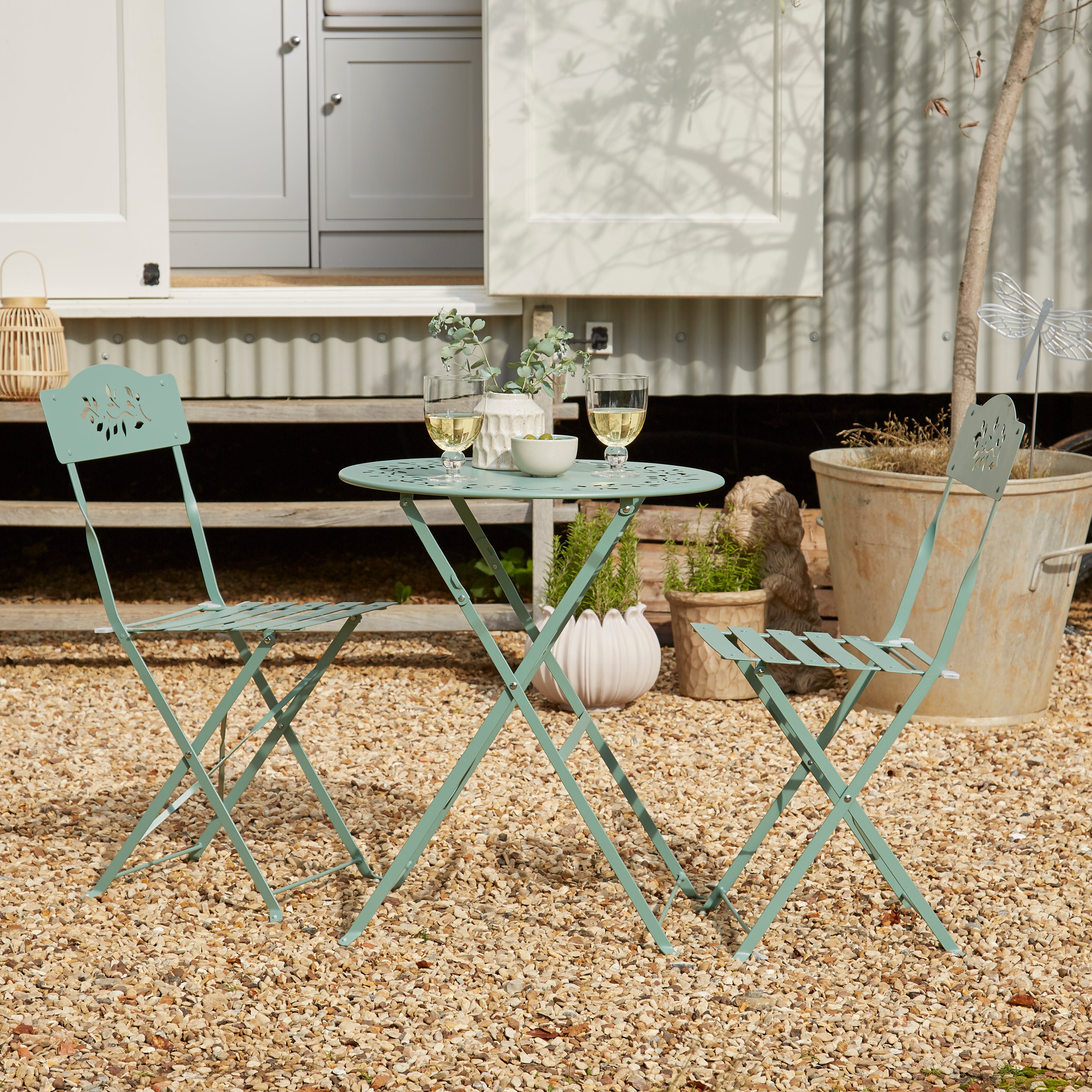 Churchgate Green Metal Bistro Set Green | Compare The Build