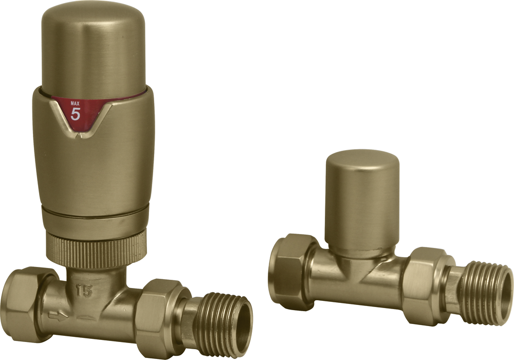 Radvalves UK Thermostatic Valves, Round, Brushed Brass Straight | Compare The Build