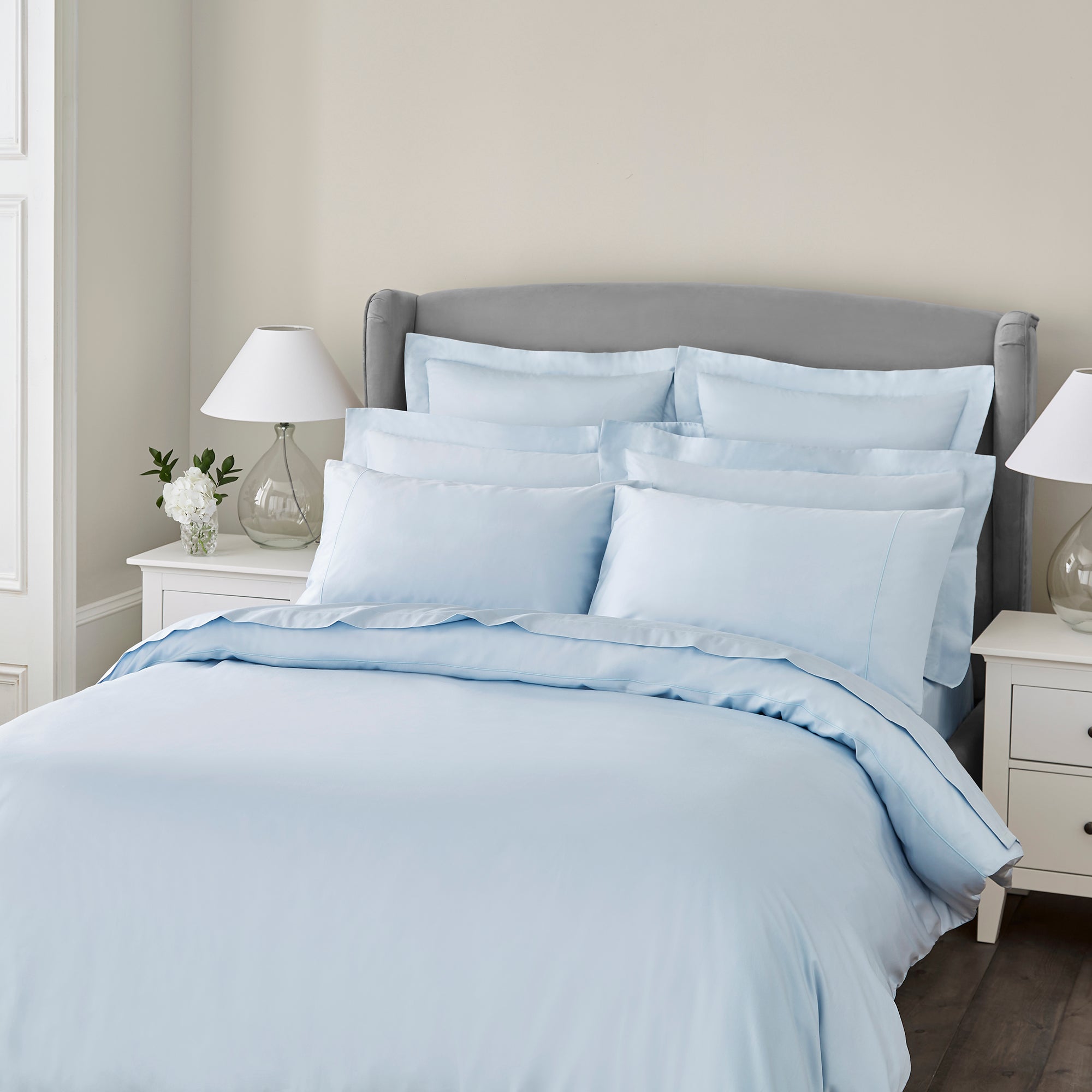 Dorma 300 Thread Count 100% Cotton Sateen Plain Blue Duvet Cover Powder Blue Price Comparisons | Compare The Build