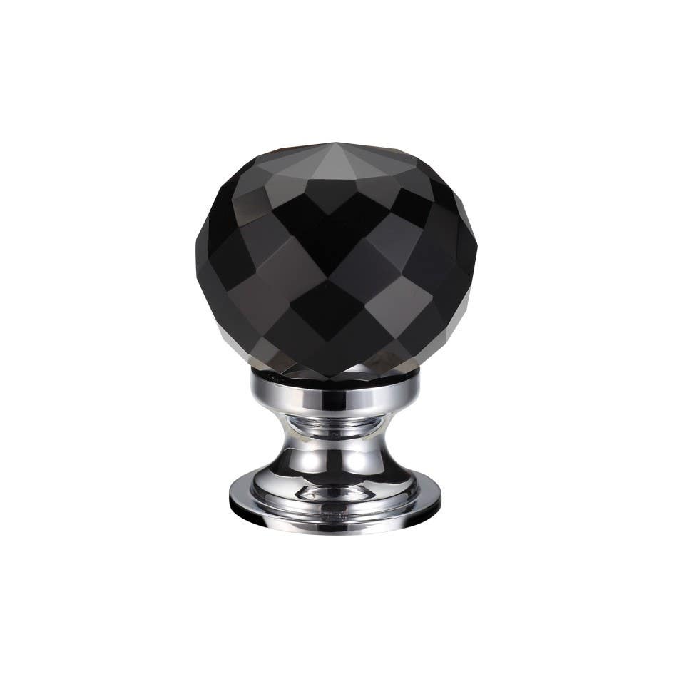 Faceted Black Glass Cabinet Knob Nickel - 30mm | Compare The Build