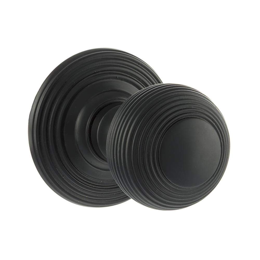 Atlantic Old English Ripon Solid Brass Reeded Mortice Knob on Concealed Fix Rose - Matt Black Atlantic UK OE50RMKMB | Compare The Build