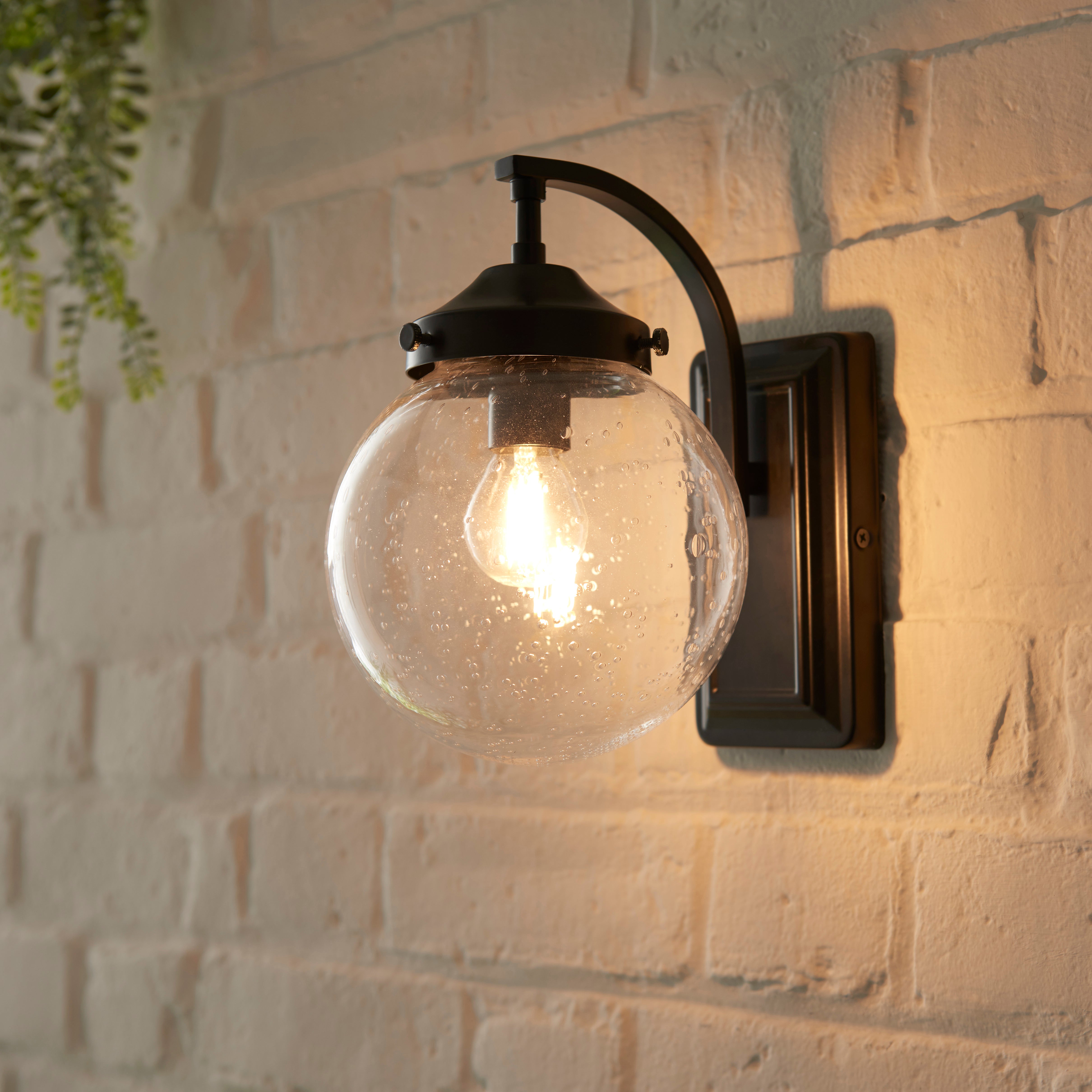 Twain Outdoor 14cm Globe Glass Wall Light Black Price Comparisons | Compare The Build