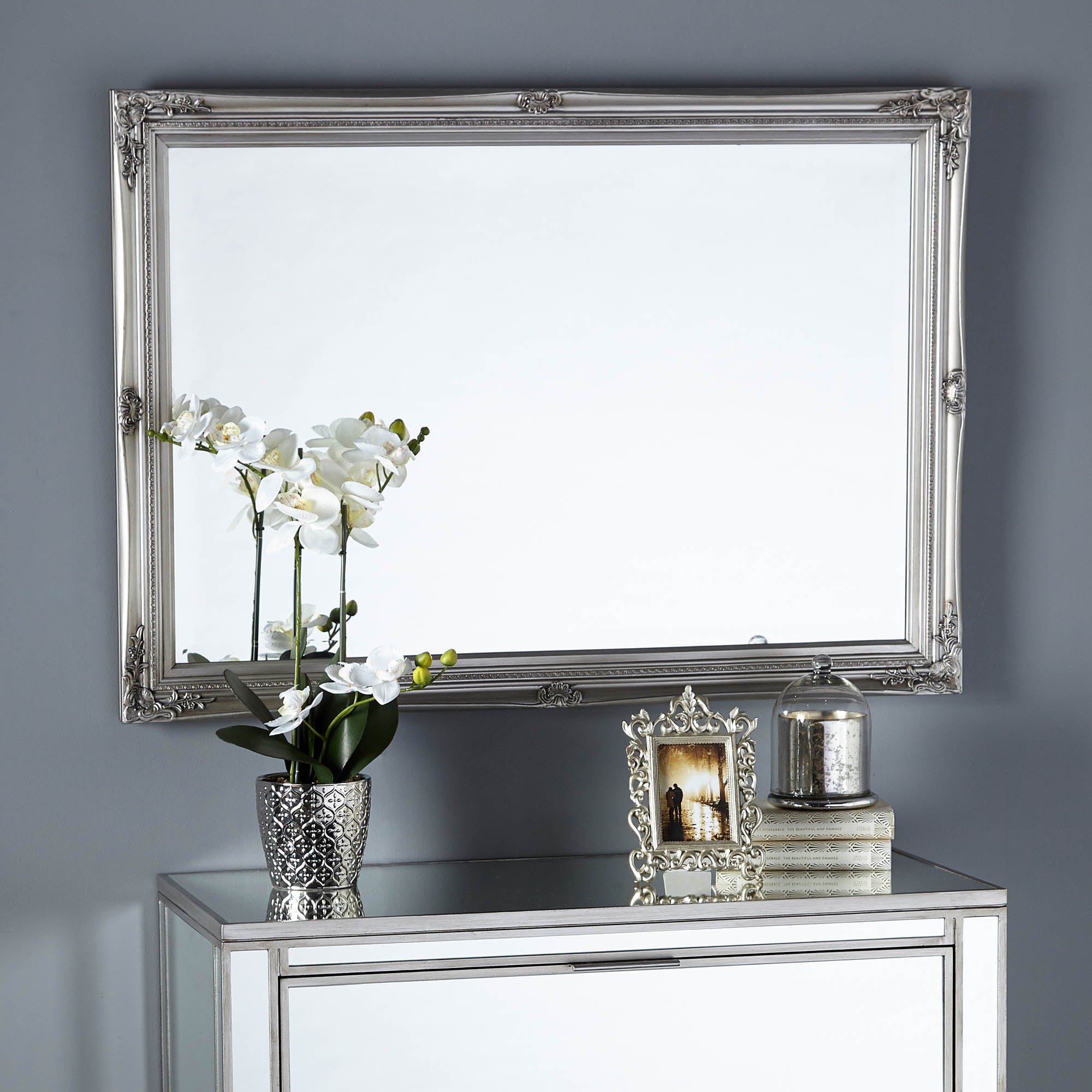 Swept Rectangle  Wall  Mirror, Silver 74x104cm Silver | Compare The Build