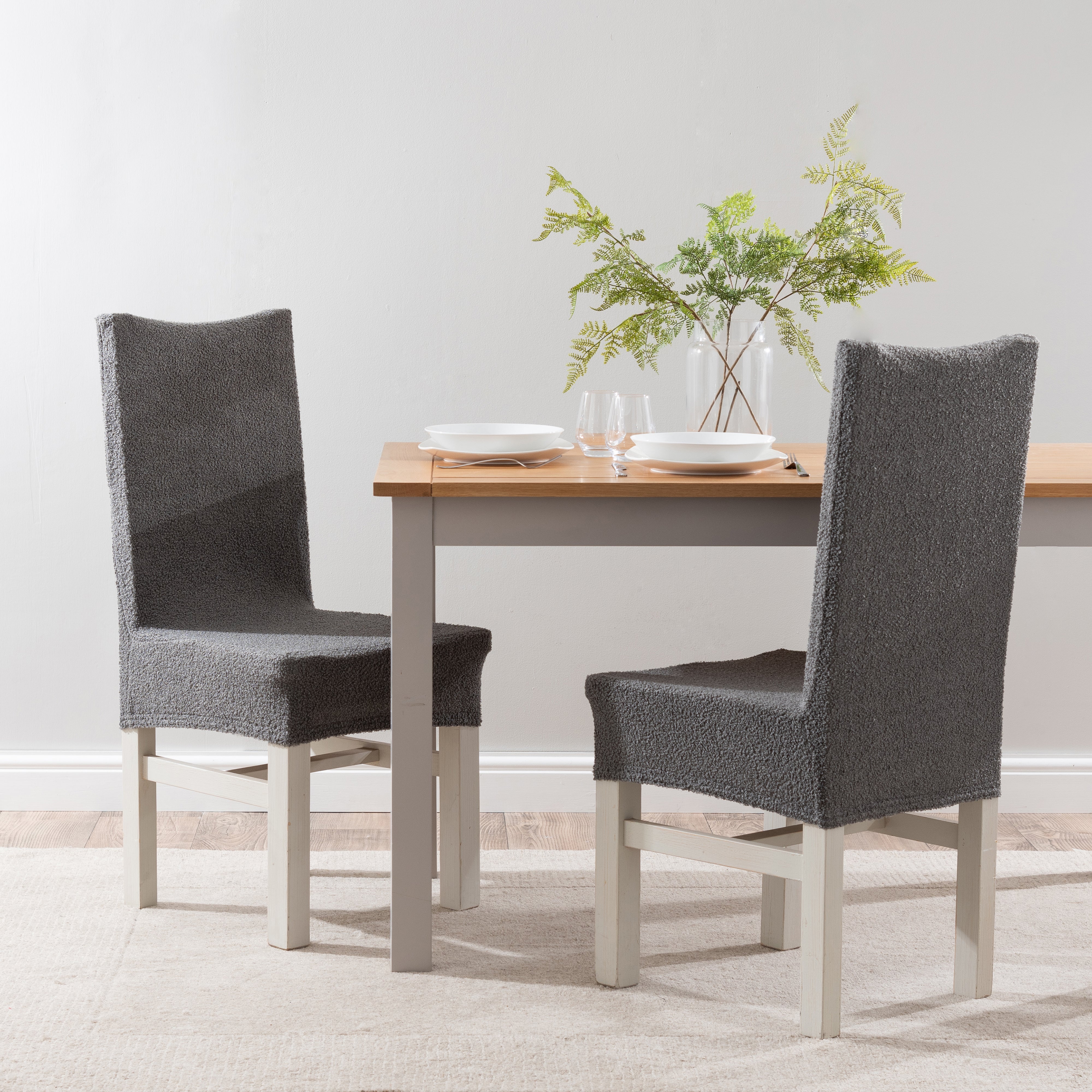 Boucle Dining Chair Cover Charcoal Price Comparisons | Compare The Build