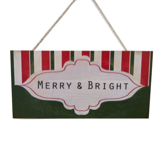 merry & Bright Green, Red & White Wall Sign (W)200mm (H)100mm Price Comparisons | Compare The Build