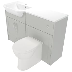 Deccado Padworth Whisper Grey Left Hand 1200mm Fitted Vanity & Toilet Pan Unit Combination with Left Hand Basin Price Comparisons | Compare The Build