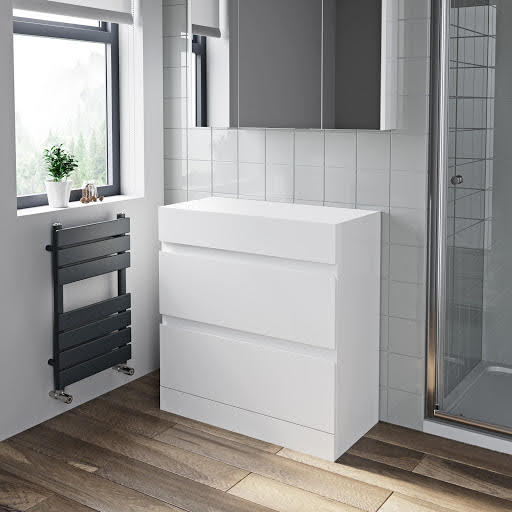 Artis White Gloss Free Standing Drawer Vanity Unit & Top Board - 800mm Width Price Comparisons | Compare The Build