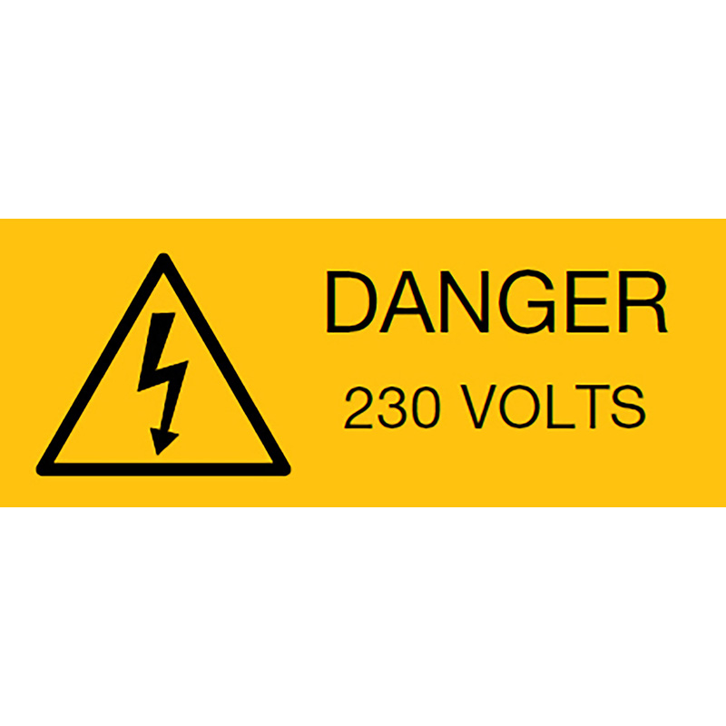 Termination Technology Danger 230V Warning Labels Vinyl 50 x 20mm (25 Pack) in Yellow Vinyl Paper Price Comparisons | Compare The Build
