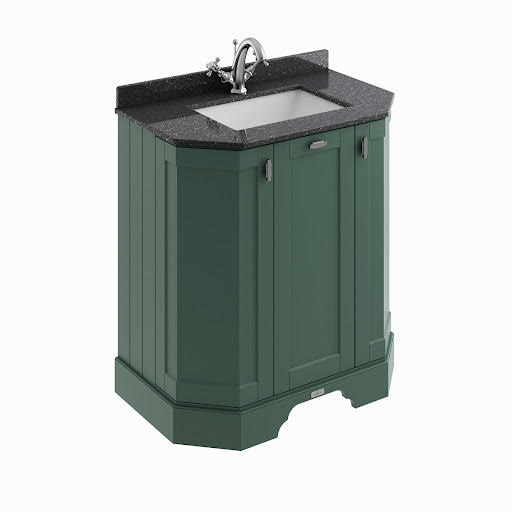 BC Designs Victrion Freestanding Traditional Angled Vanity Unit & Black Basin 750mm - Dark Green Price Comparisons | Compare The Build