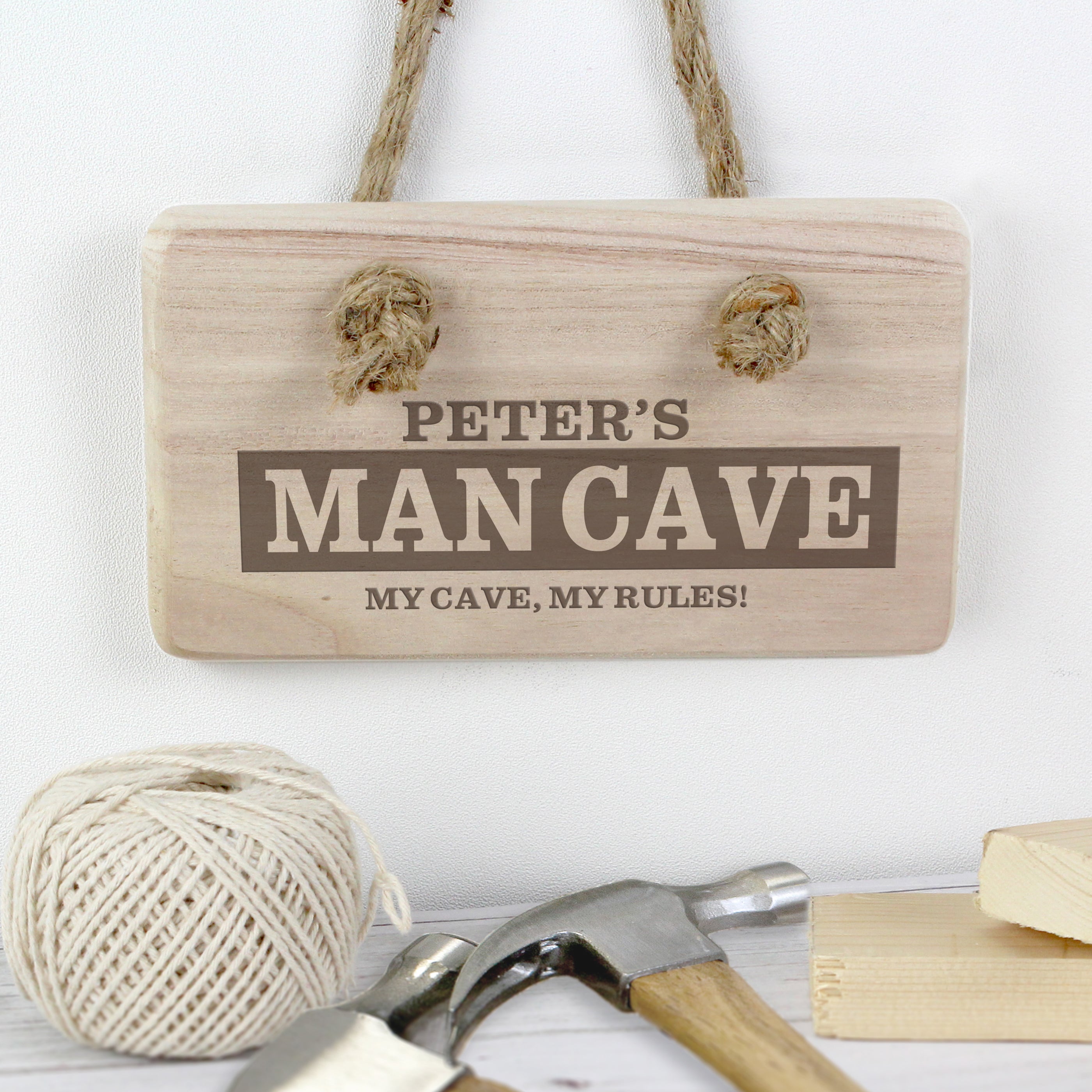 Personalised Man Cave Wooden Sign Natural Price Comparisons | Compare The Build