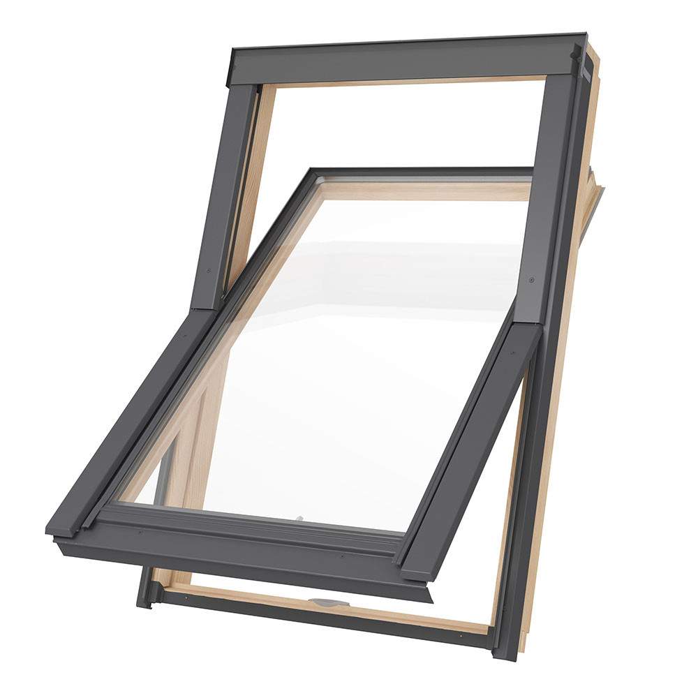 RoofLITE+ Solid Pine Centre Pivot Roof Window - 66cm x 118cm AAY F6A B900 PLUS Price Comparisons | Compare The Build