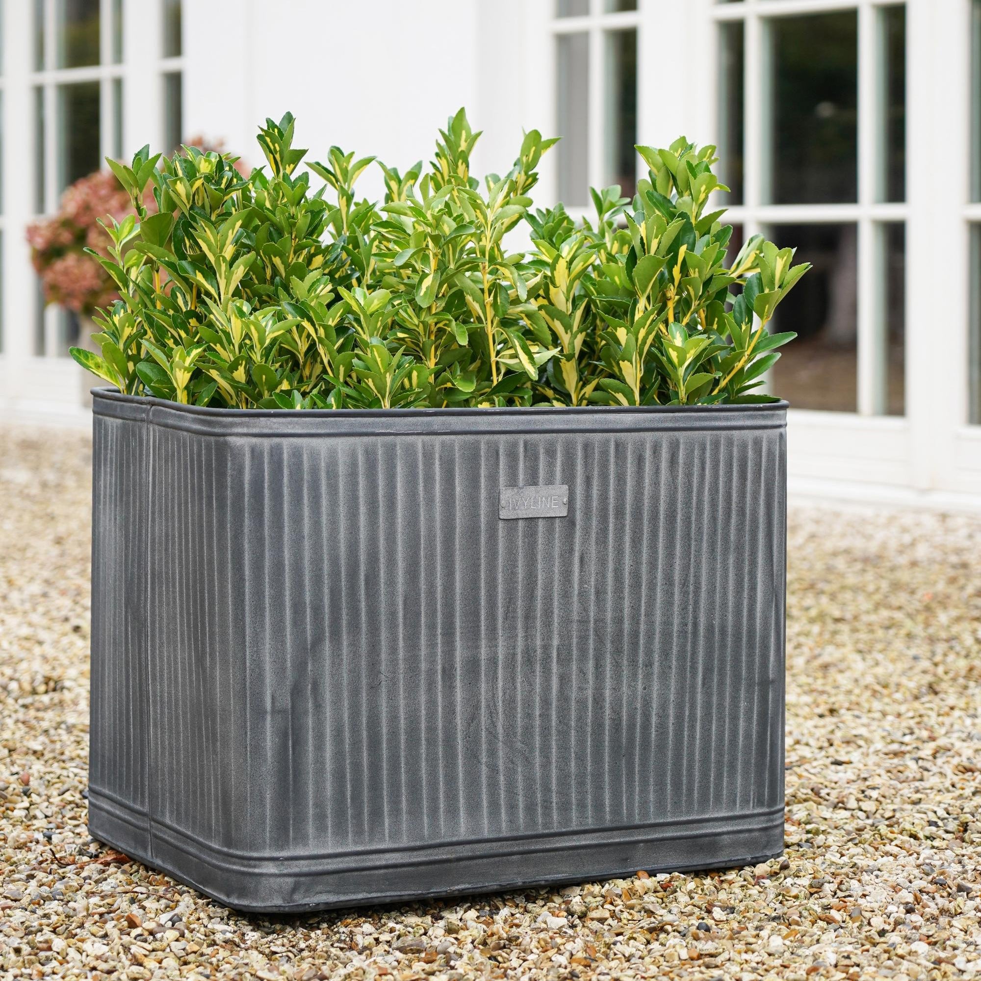 Hampton Rectangle Galvanised Metal Outdoor Planter Grey Price Comparisons | Compare The Build