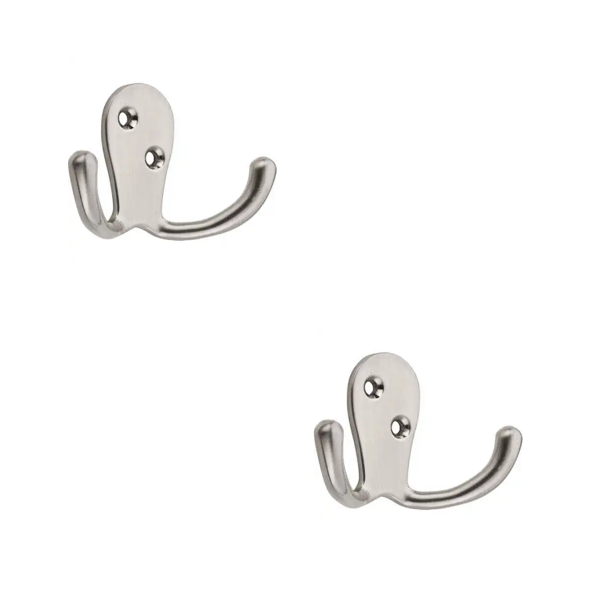 Double Robe Hook - Wide - Satin Nickel - Pack of 2 - Wall/Door Mountable - Decohooks Price Comparisons | Compare The Build