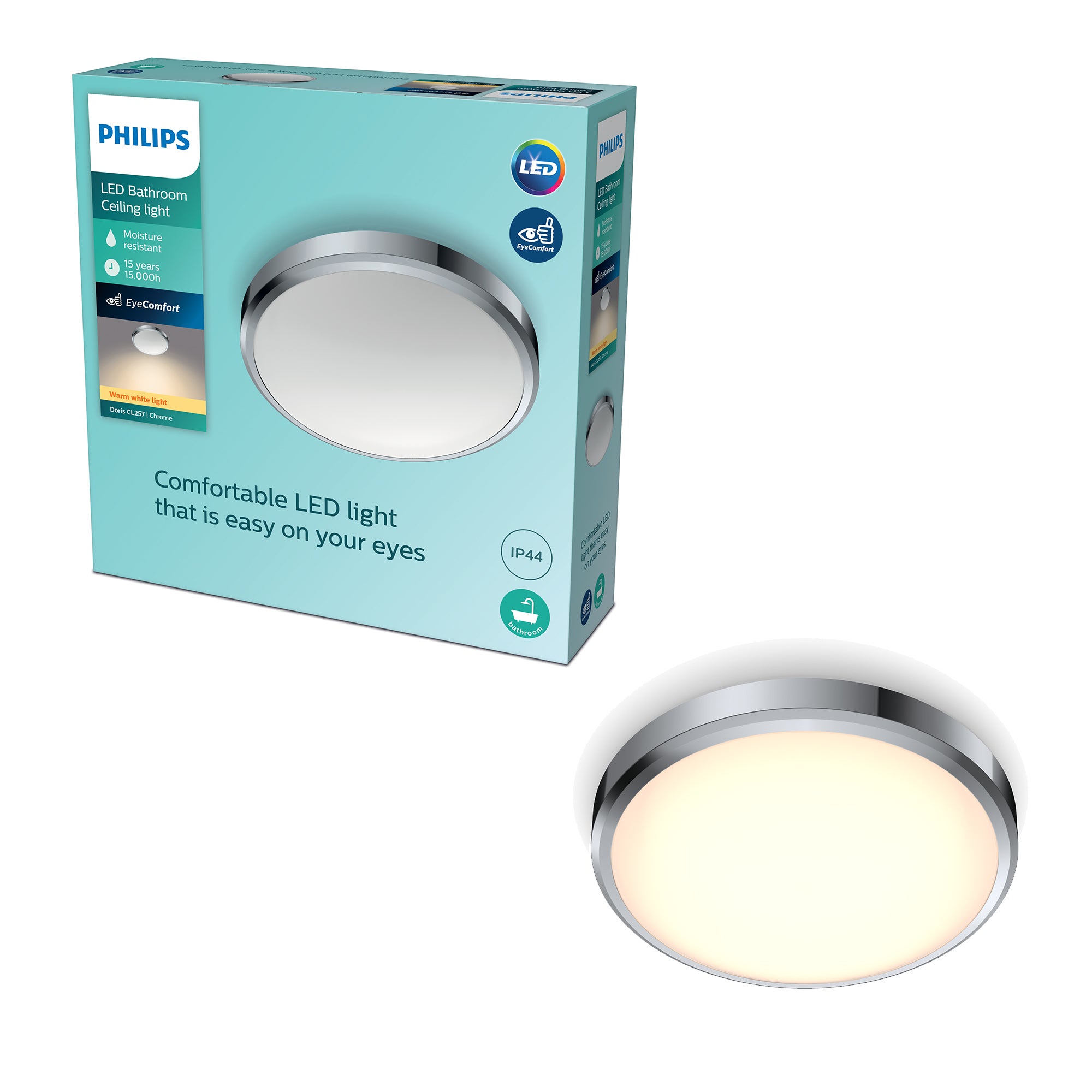 Philips Doris Integrated LED Ceiling Light, Warm White Chrome Price Comparisons | Compare The Build