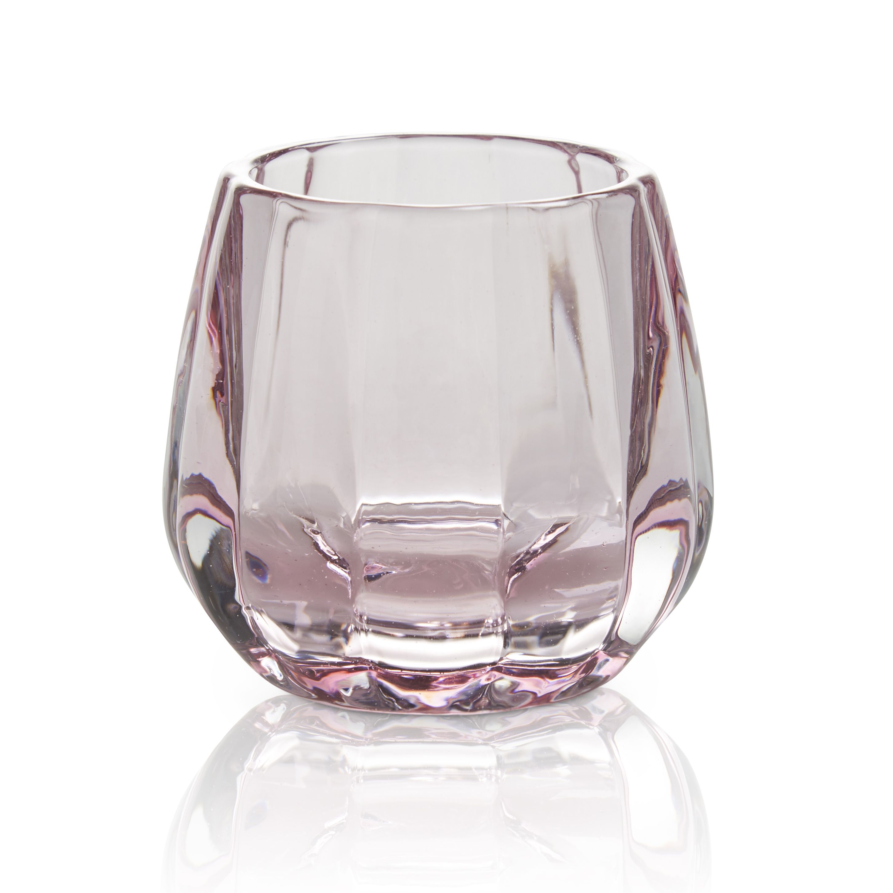 Pink Facet Glass Candle Holder, Small Price Comparisons | Compare The Build