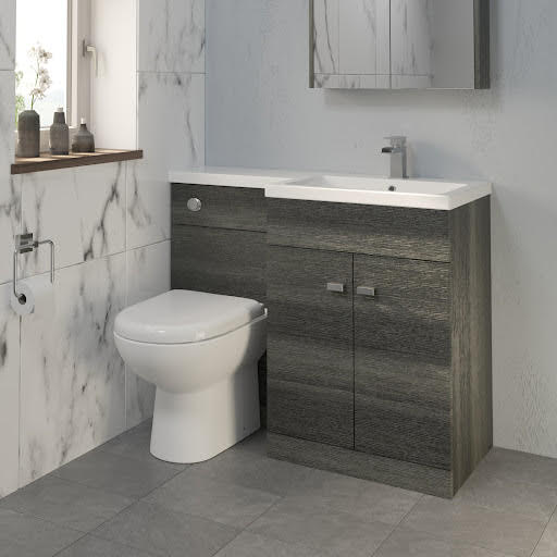 Aurora Toilet & Basin Vanity Unit Combination with Doors - 1100mm Charcoal Grey Right Hand Price Comparisons | Compare The Build