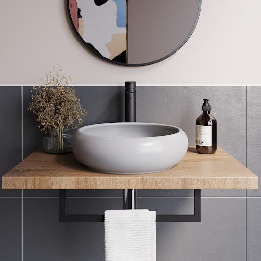 Affine Round Countertop Basin Matt Grey - 420 x 420mm Price Comparisons | Compare The Build