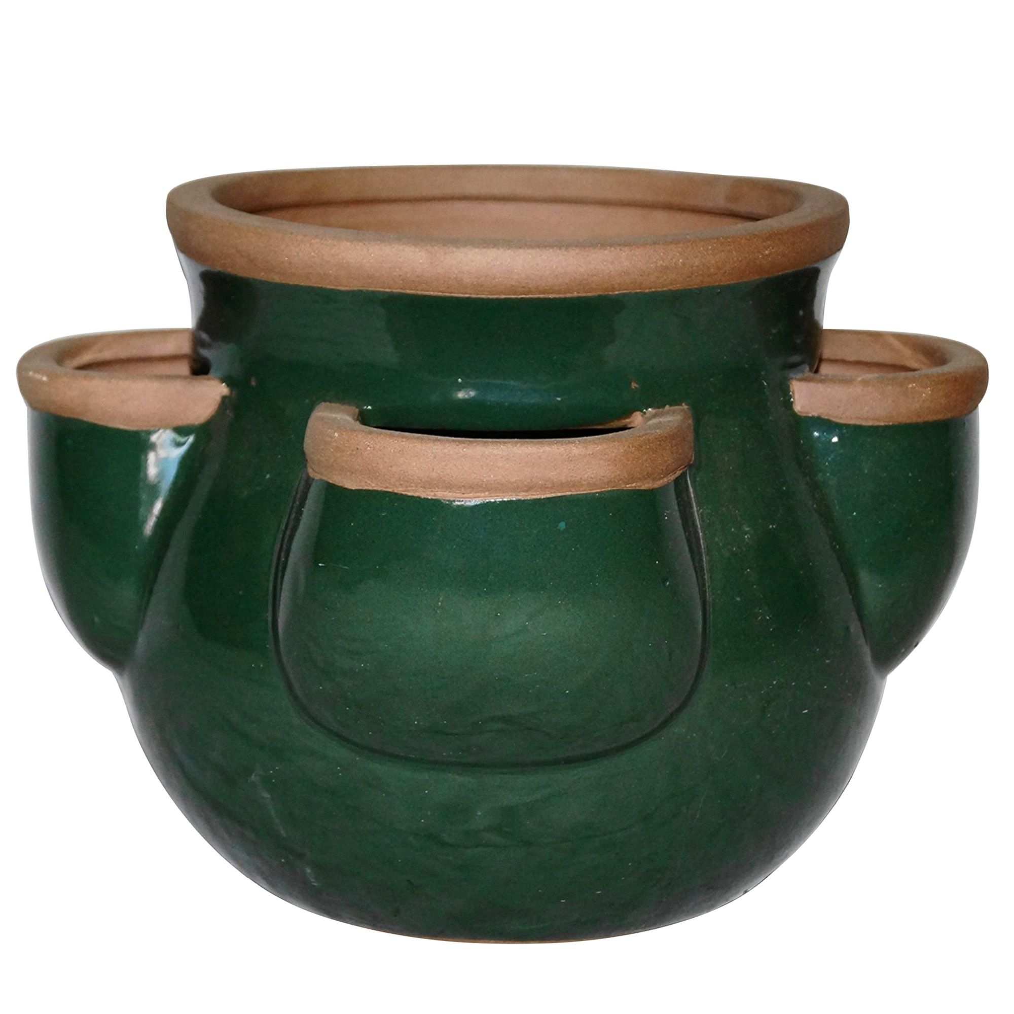 Verve Twiss Round Glazed Dark Green Herb Pot (H)245mm (Dia)280mm Price Comparisons | Compare The Build