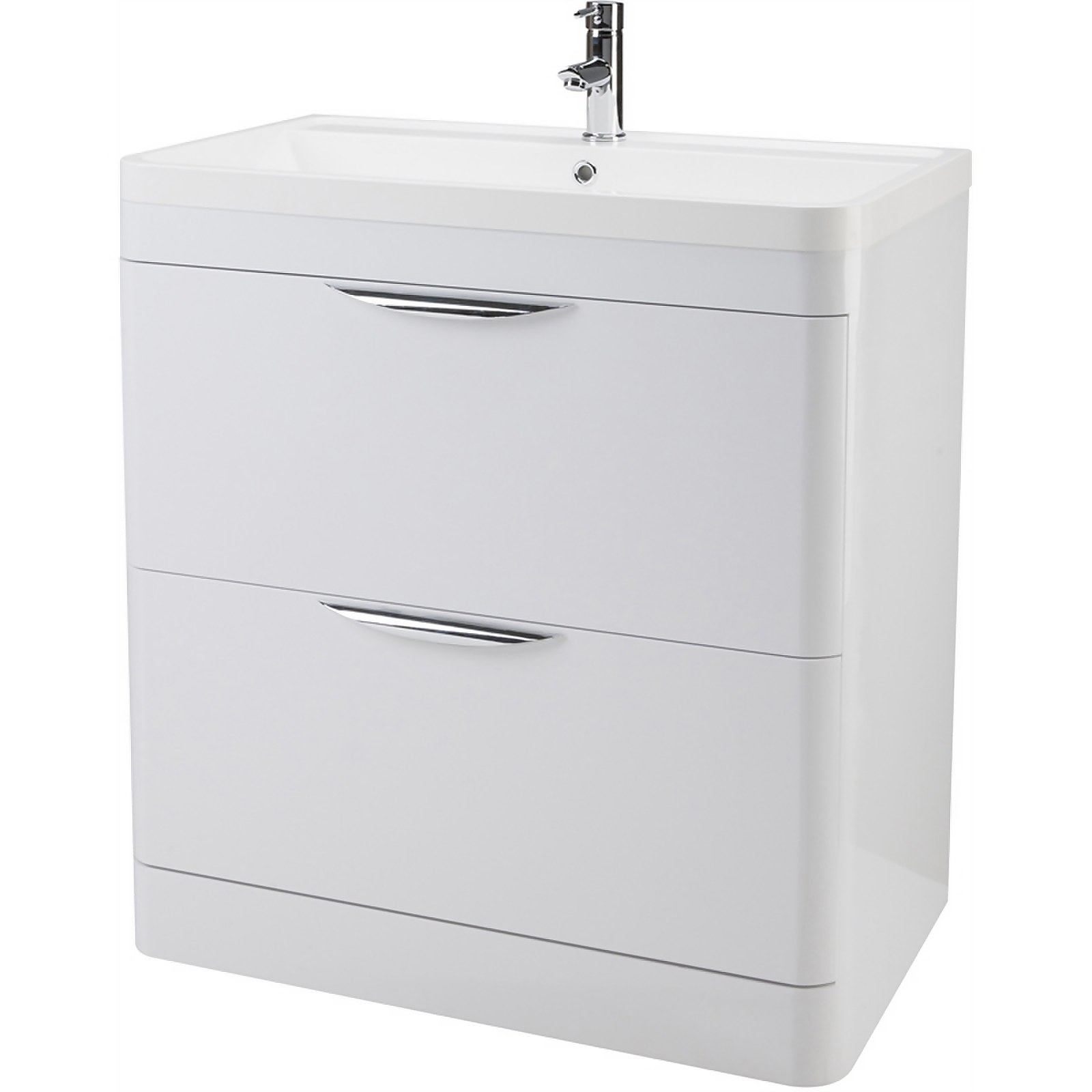 Balterley Wave 800mm Freestanding 2 Drawer Vanity and Basin - Gloss White Price Comparisons | Compare The Build